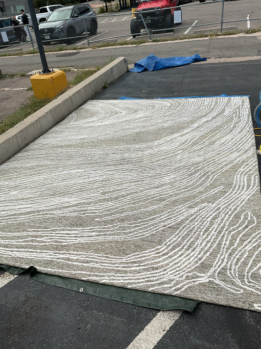 Abstract Charcoal Ivory Rug (R122)