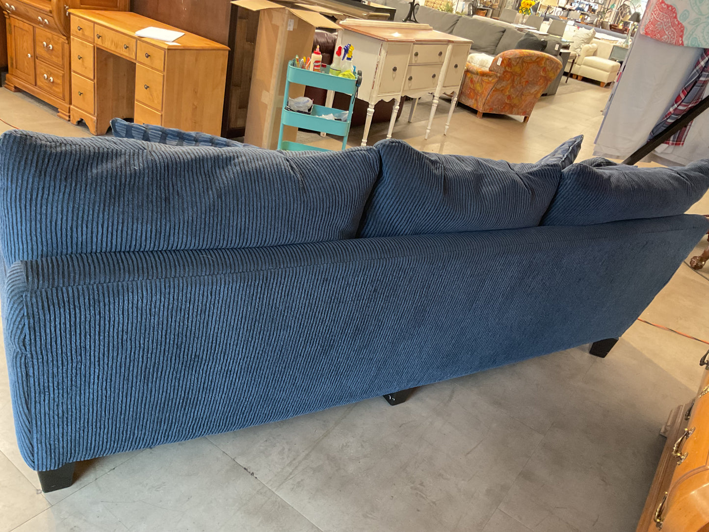 Blue Corduroy Sofa w/pillows