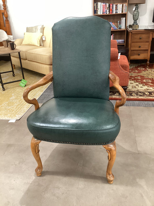 Traditional Green Leather Chair