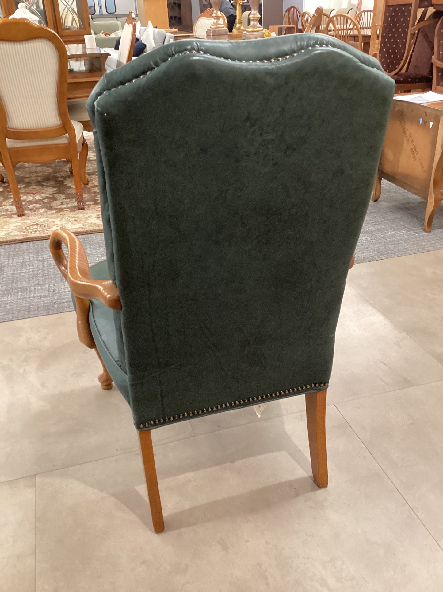 Traditional Green Leather Chair