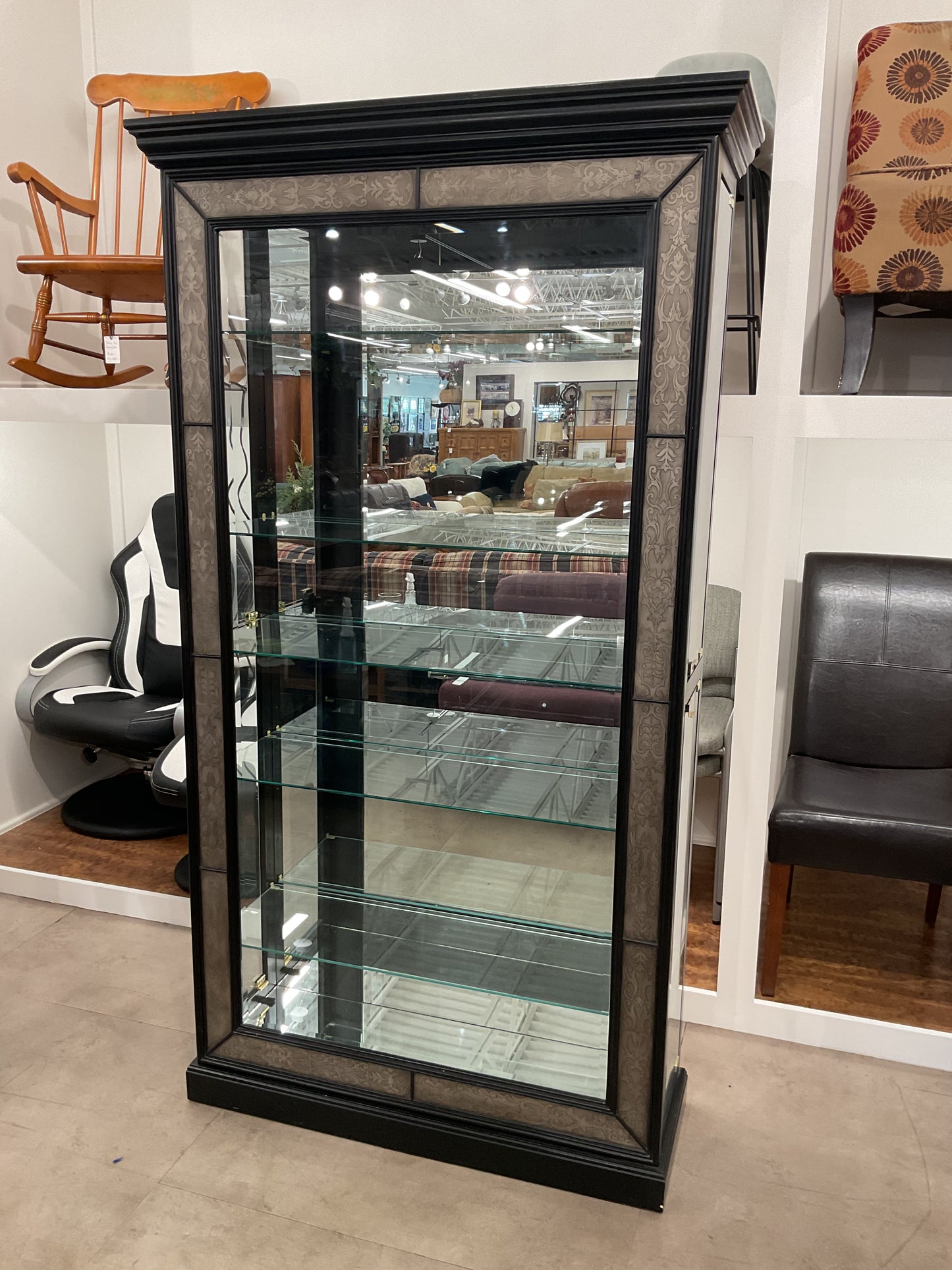 Metal Brushed Wood Curio