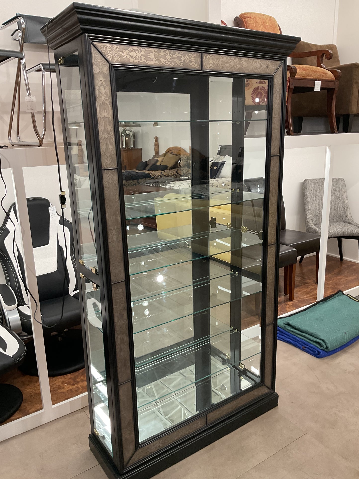 Metal Brushed Wood Curio