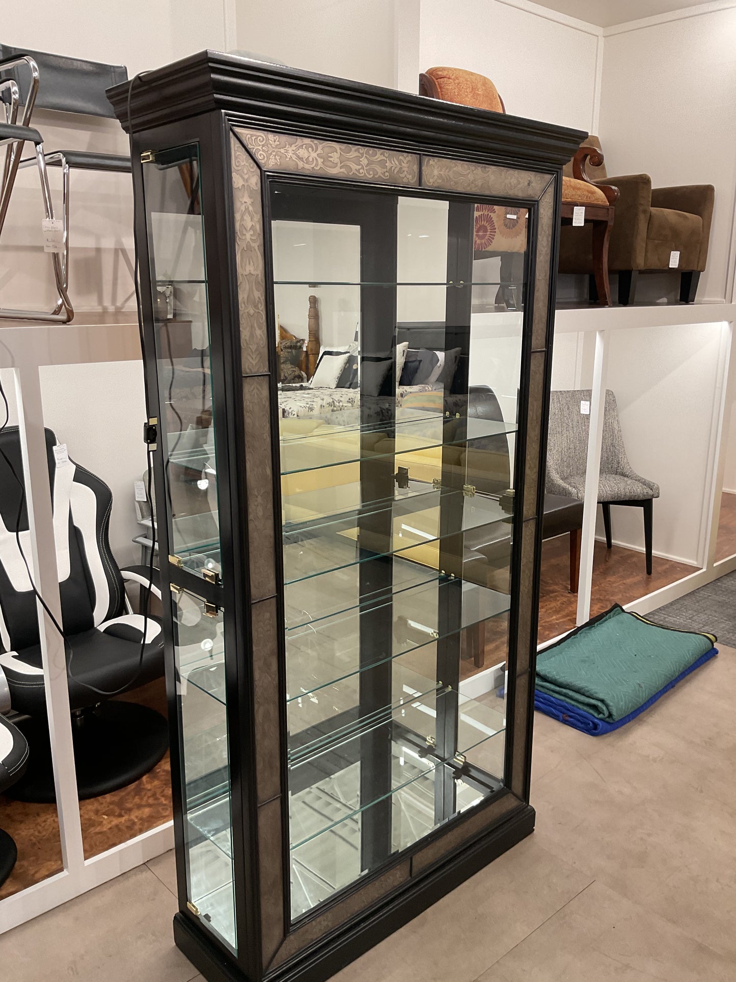 Metal Brushed Wood Curio