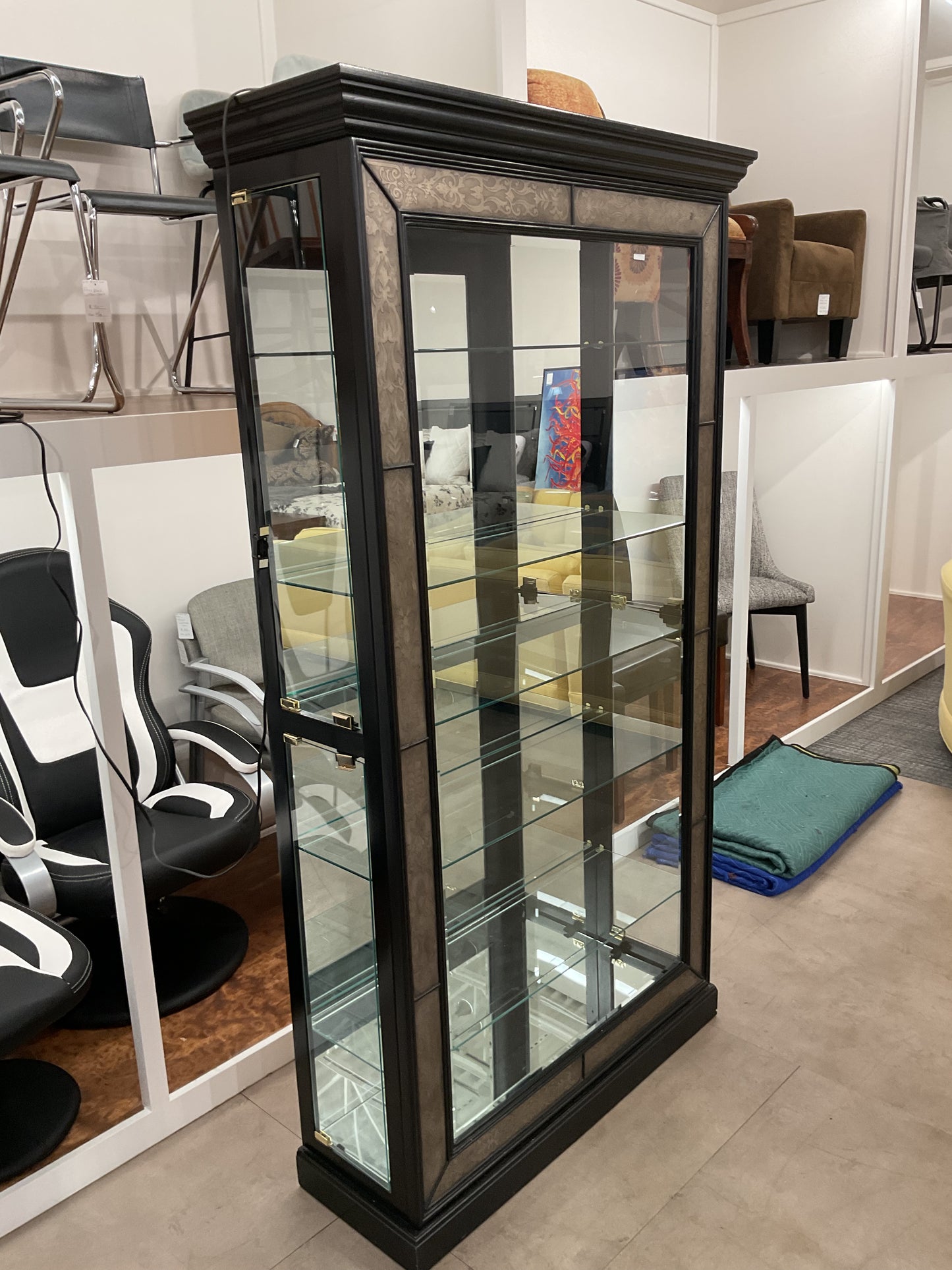 Metal Brushed Wood Curio