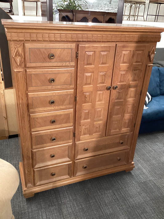 Large Armoire With Decorative Glass Handles
